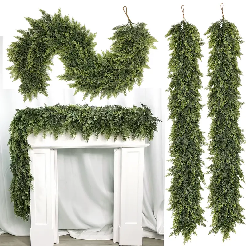 6 FT Artificial Cedar Garland, 2-Pack Green