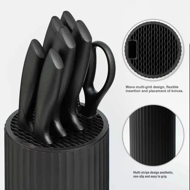 8-Piece Kitchen  with Block, Black