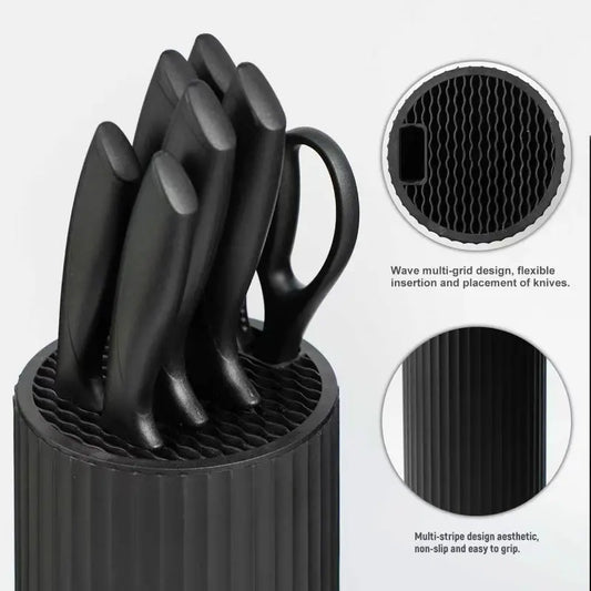 8-Piece Kitchen  with Block, Black