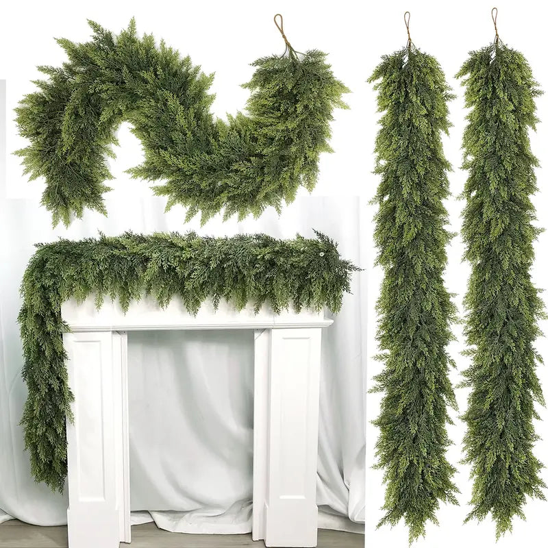 6 FT Artificial Cedar Garland, 2-Pack Green