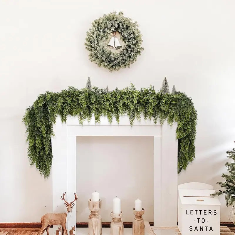 6 FT Artificial Cedar Garland, 2-Pack Green