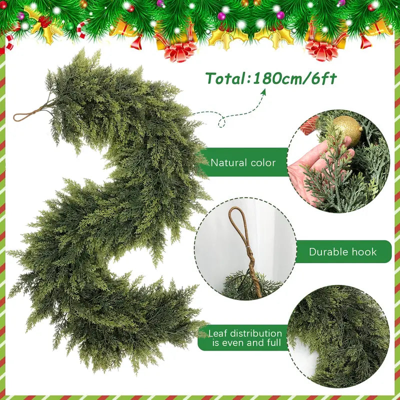 6 FT Artificial Cedar Garland, 2-Pack Green
